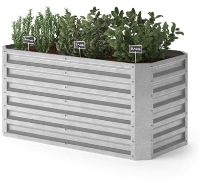 OK-Living Hochbeet, Silber, 120 x 60 cm | zur Anzucht und Kultivierung von Gemüse und Kräutern