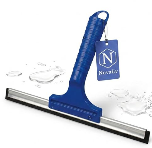 Novaliv Fensterabzieher 35 cm Aluleiste mit Gummilippe für streifenfreies Abziehen Blau Fensterreiniger Fensterlippe Fensterreinigung Abzieher Fenster Fensterputzer Fensterwischer Duschabzieher