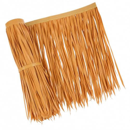 Cabilock Artificial Thatch Roof Straw Roll, Simulated Palm Thatch Runner for Patio Umbrella & Garden Fence, Fire Retardant Mexican Straw Decoration for Tiki Bar & Party