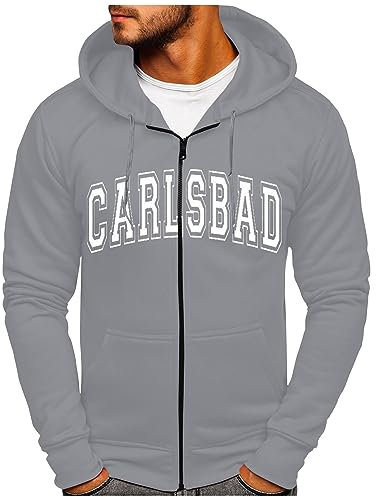 Zip Up Hoodie, Sweatjacke Herren,Winddichte Herren,Herren Winter Mit Kapuze Herren Hoodie Schwarzer Hemd Teddyjacke Motorrad Bekleidung Herrn Fleece Pullover Hoodie Jumpsuit (4XL, Light Gray)