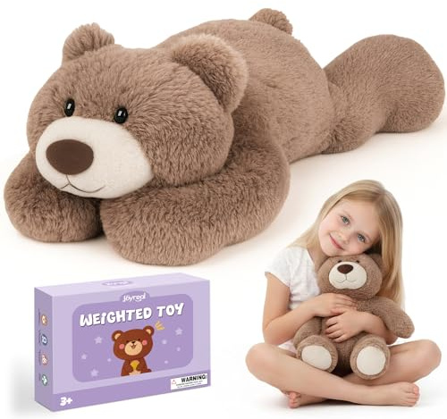 Joyreal 1.5 kg Orsetto Ponderato per I'ansia, Sollievo Dall'ansia per Gli Adulti, Orsetto in Peluche ponderato, Giocattoli Sensoriali per l'autismo, Animale di Peluche Ponderato 1.5 kg