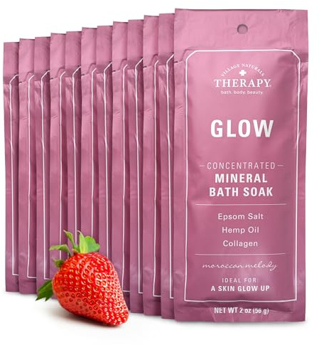Village Naturals Therapy Glow Concentrated Mineral Bath Soak, Moroccan Melody Scent, 2 oz, Pack of 12