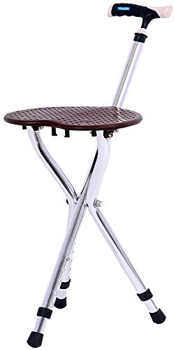 Ddtiz Stativ-Klapp-Gehstock mit Sitz, Teleskop-Hocker, Stuhl, Balance-Mobilitätshilfe für ältere Männer und Frauen mit rutschfestem Griff und Gummispitze (#3) elegant