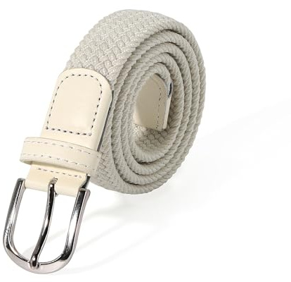 AnJuHoPa stretchbälte flätat elastiskt hållbart bälte nickelfritt spänne tygbälte tillverkat av ekologiskt testat material unisex bälte, Vit, 3.0cm × 100cm
