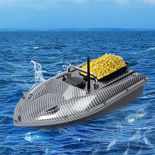 CuCummoo Foderbåt med GPS bete båt baitboat fiskedrag båt fjärrkontroll 500 m med anti-tangle baffle för att kasta ut i floder, sjöar eller grunt vatten (svart)