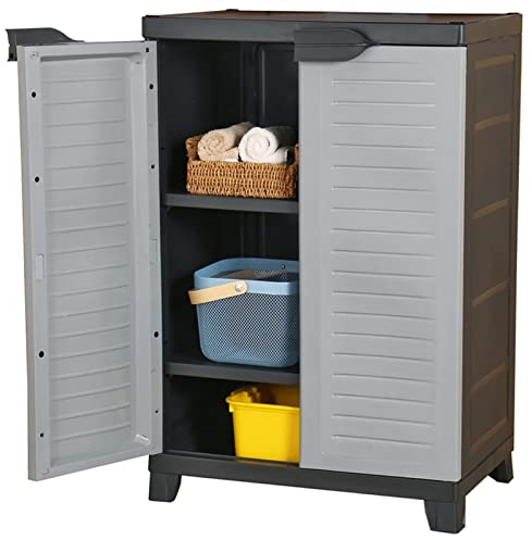 Chaduof Kunststoffschrank, Lagerschrank, Kunstoffschränke, Putzmittelschrank, Geräteschrank, Beistellschrank, Mehrzweckschrank, 65x45x97 cm