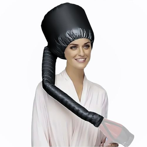 Bonnet Hairdryer Cap Attachment, Hairdryer Hood Cap for Smooth Hair and Styling, Deep Conditioning Hair Treatment Cap, Adjustable Hooded Bonnet, Travel Hair Hood Dryer for Women, Black