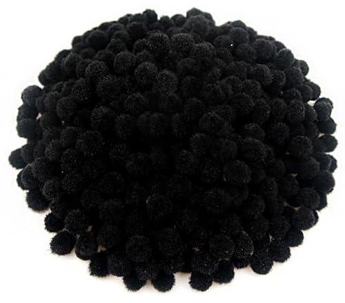 TOAOB 600 pezzi Pom Poms 1cm Nero Mini Popom Piccoli Pon Pon per Lavoretti per Lavoretti Creativi Fai da Te Crafts Decorazioni Bigiotteria Cucito