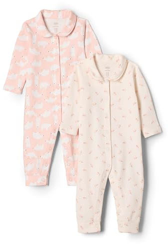 Amazon Essentials x Sofia Grainge Tutina Notte Senza Piedi Unisex Bimbi, Pacco da 2, Rosa Coniglietto Orsi, 0 Mesi