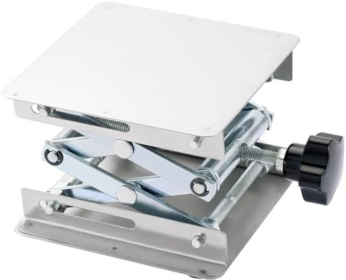 DASBET Lab Scissor Stand 100 x 100mm Laboratory Lifting Platform Stainless Steel Adjustable Lab Stand Router Lift Scissor Lift for Chemical Instrument Support Load Capacity 5KG from 45mm to 150mm