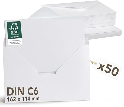 Falinko 100x Faltkarten mit Umschlag blanko weiß I Din A6/C6 I Faltkarten blanko I Briefumschläge weiß I neutrale Grußkarten mit Umschlag (Kraftpapier, 100er Set)
