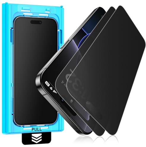 Mothca 25° Sichtschutz Matt für iPhone 17 Pro Max/16 Pro Max, 2 Stück | Matte Privacy Screen Protector mit Quick-Fix Montagerahmen, Full Cover Blickschutzfolie, Anti-Fingerabdruck, 9H-Hartglas