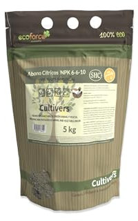 CULTIVERS Abono Cítricos Ecológico NPK 5 kg Hierro Magnesio Calcio Azufre 50% Materia Orgánica 34% Ácidos Húmicos | Fertilizante Orgánico para Limoneros Naranjos Mandarinos