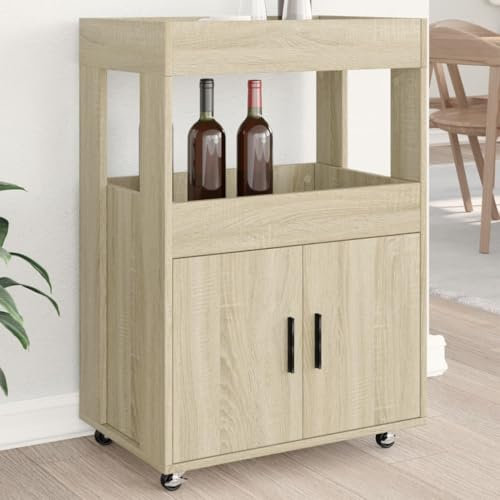 WKIEQACO Schränke und Aufbewahrung, Buffets und Sideboards, Barwagen, Sonoma-Eiche, 60 x 39,5 x 89 cm, Holzwerkstoff