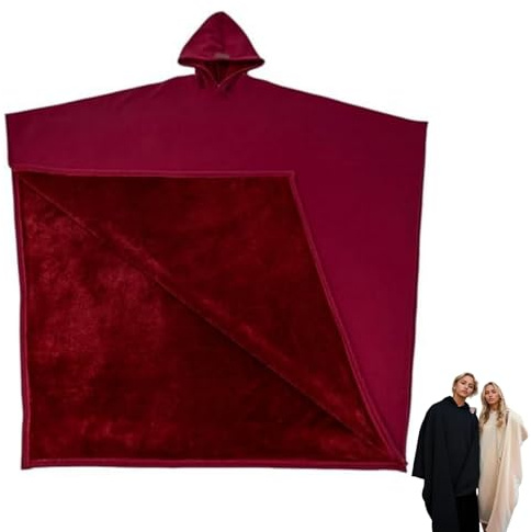 Sweat à capuche surdimensionné unisexe - Couverture lestée à manches longues - Poncho ample à capuche - Haut tendance pour homme et femme - Sweat en polaire confortable, Rouge, taille unique