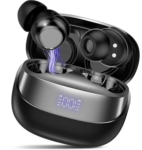 DUSONLAP Ecouteurs Bluetooth sans Fil, Mini Ecouteur Sommeil avec Réduction du Bruit, 47H Écouteur Bluetooth 5.4 HiFi Stéréo, Écouteurs sans Fil avec Contrôle Tactile, IPX7 Étanche Oreillette Noir