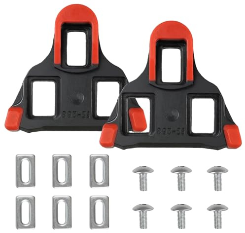 Pédales pour Shimano SPD SL - 2 pièces Crampons de Vélo, Chaussures à vélo Cleat Set, Cales De Pedale Velo Flottantes à 6°, Taquets de Pédale Vélo pour vélo de Route, vélo d'intérieur (Noir Rouge)