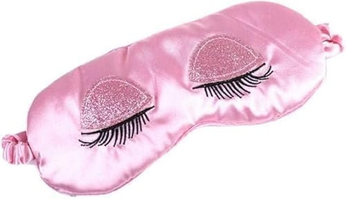 Schlafmaske, Seiden-Augenmaske, Satin-Augenbinde, glatt, weich, atmungsaktiv, Reiseaugenabdeckung, Augenschutz mit elastischem Band, für Damen und Mädchen, Rosa