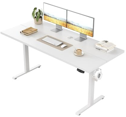 Klicelor Height-Adjustable Desk, Electric Sit-Stand Office Desk, Computer Desk with 2 Memory Functions, Standing Desk, 110 x 60 cm, White