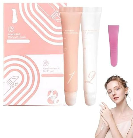 2 PCS Kit de crème dépilatoire pour femmes, Crème dépilatoire pour le visage, Epilation visage femme, Creme epilatoire visages femme, Crème d'épilation douce pour les lèvres, ligne du bikini