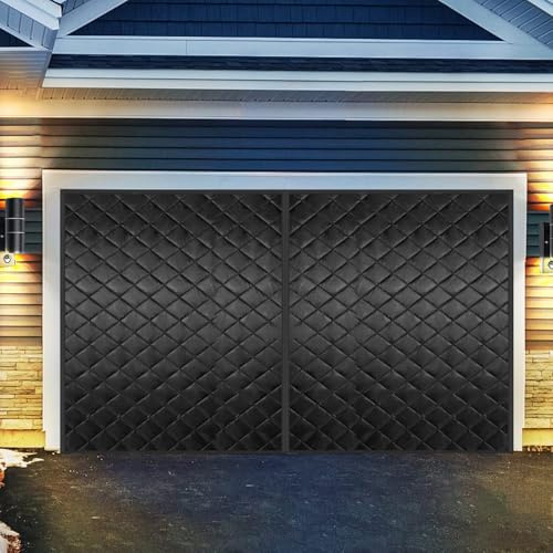 JOYCEMALL Winter Garage Door Screen, 16×7FT Oxford Cloth Magnetic Insulation Curtain for 2 - Car Garages, Windproof Waterproof Soundproof