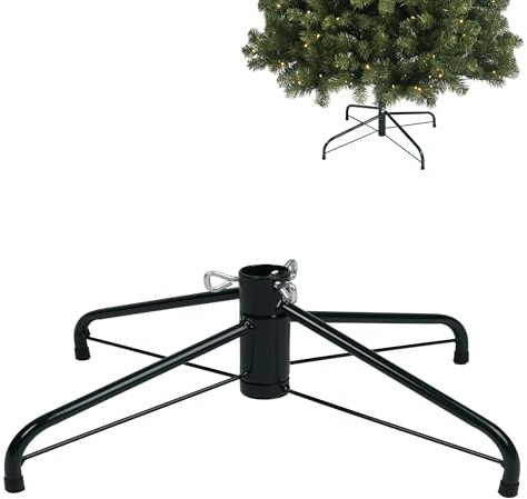 HomeKaren Metal Christmas Tree Stand 45CM / 18inch Folding Xmas Tree Stand Base for 1-7.5 Ft Christmas Artificial Tree, Replacement Christmas Tree Holder Fit Under 1.25 Inch 34mm Pole Xmas Tree