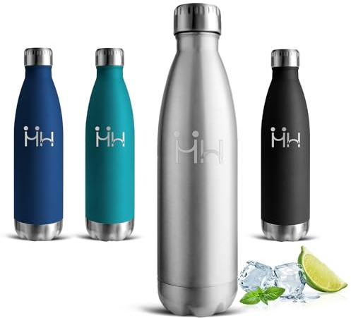 Borraccia Termica, 500 ml Borraccia Acciaio Inox, Senza BPA, Borracce Termiche, Senza Perdite, Mantiene Caldo per 12 Ore/Freddo 24 Ore, Borracce Scuola per Bevande Fredde o Calde