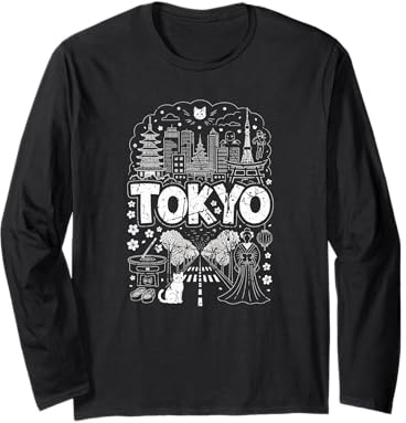 Recuerdo japonés del Horizonte de Tokio Japón para viajeros Manga Larga