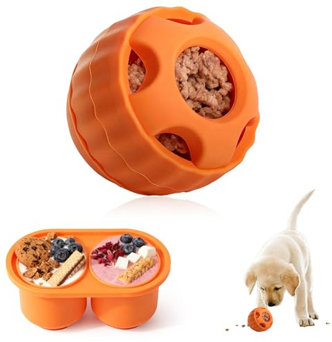 Frozen Dog Treats Pupsicle Nylon Enrichment Toy for Small Medium Dogs | Durable Easy-Clean Ball, Snack Tray Included, Slow Feeder, Mental Stimulation, Boredom Relief, Interactive Play, Great Gift