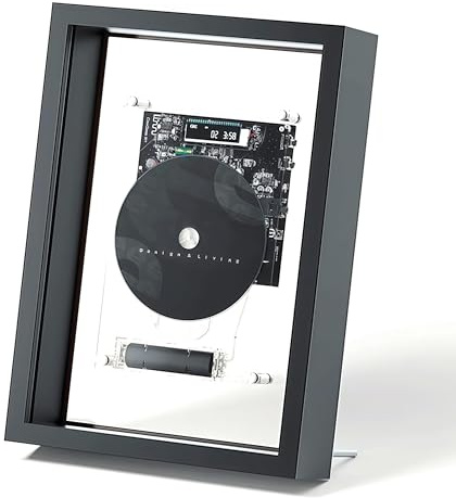 Wall Mountable CD Player, CD Decorative Photo Frame, 5.0 Bluetooth/3.5mm AUX Output, with Remote Control and LED Screen, Without Speakers, for Home, Gallery, Office Decor