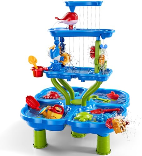 JUKUDAHU Wasserspieltisch für Kinder 3-8 Jahre, Wassertisch Wasserfallteich | Sommerliche Outdoor Strandspielzeuge, Badezimmer-Spielzeuge, Sensorisches Spielset, Geschenke für Jungen und Mädchen