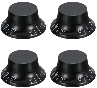QUARKZMAN 4 Stück Guitar Top Hat Bell Knobs Lautstärke Ton Regler Schwarz | Knöpfe, Für Electric Guitar Bass