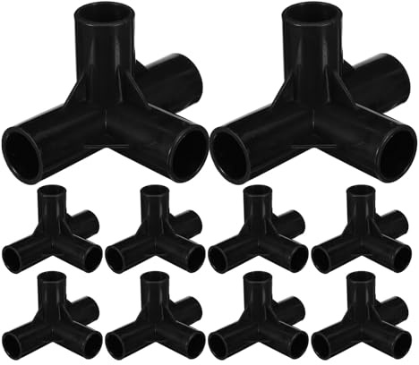 BIUDECO Conectores de Plástico para Armario 10 Piezas, Juntas Transversales de 16 Mm, Acopladores de Tubo en Cruz 90° Negros, Accesorios para Estantes Modulares y Organizador de