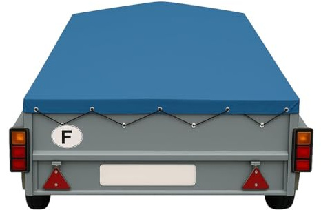 Bâche de Remorque Roady 200-200 x 120 x 10 cm – PVC 640g/m² Housse Haute Résistance avec Oeillets et Sandow–Fabriqué en France. (Bleu 5015)