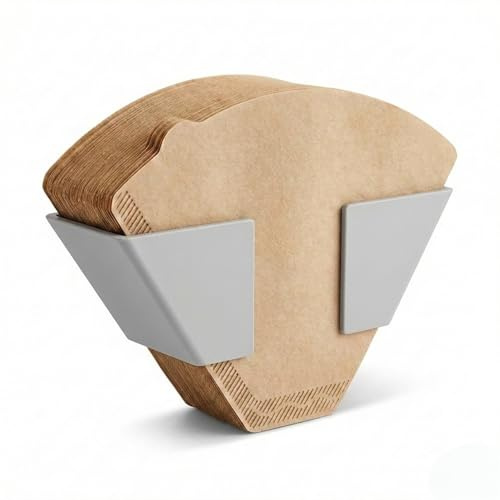 BERGKONTOR Kaffeefilterhalter Größe 4 Grau (lightgrey) – Selbstklebend ohne Bohren – Filtertüten Aufbewahrung für Camping, Wand & Küchenschrank – Kaffeefilter Spender Halterung 1x4,