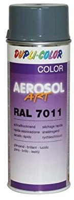 Dupli-Color Aerosol Art Lackspray Graffiti Dose - wetterfest, lichtecht und UV-beständig - Graffiti-Spray 400ml, Stahlgrau matt RAL 7011