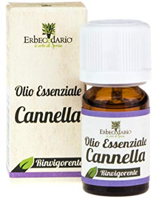 Olio Essenziale Cannella Erbecedario 100% Naturale, Olio essenziale per diffusori Purificante e Tonificante, Olio essenziale cosmetico per Massaggi Riscaldanti - Flacone da 8ml