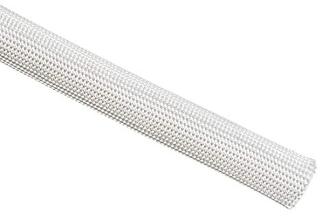 sourcing map Gaine Isolation Tresse 9,8Pied-12mm Blanc Fibre Verre | Haute Température Manchon