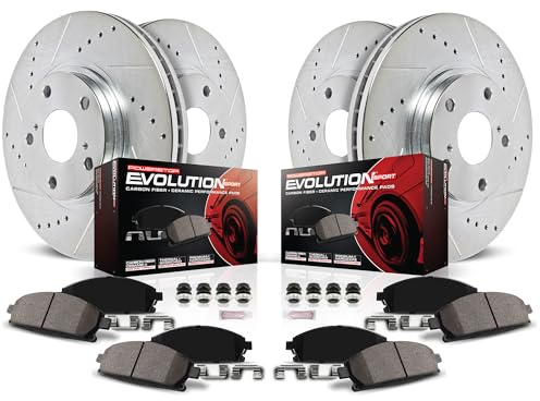 PowerStop Front and Rear Brake Kit For Honda Accord 2018-25 - Drilled and Slotted Disc Rotors with Ceramic Brake Pads Replacement, K8166