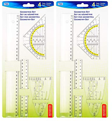 TSI 46294 Zeichengarnitur 4-teilig mit Lineal 17 cm, 30 cm, Parabel und Geometriedreieck 16 cm (2)