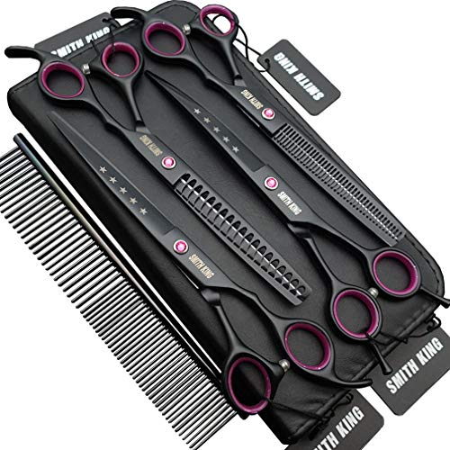 CNXUS Haarschnitt Scheren Set, 10Pcs Premium Friseurscheren Haarschneideschere Rostfreiem Stahl Bartschere Effilierschere Friseurschere Haarschere für Frauen und Männer Kinder (4 Stück)