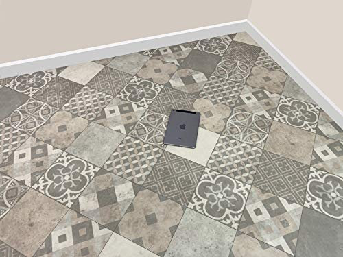 Grandismo Modern European Style Vinyl/Lino Flooring For Bathroom/Kitchen - Moroccan Chic Pattern Effect Cushion - Anti Slip (2 metres, 2 metres)