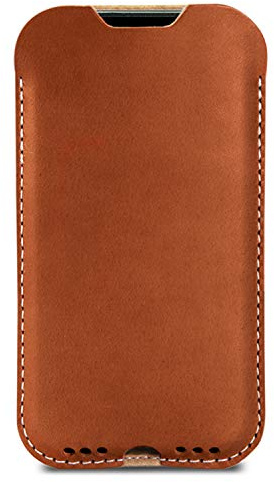 Pack & Smooch Lederhülle Schmal kompatibel mit iPhone 14/15 | Pflanzlich gegerbtes Leder | Ohne Zusatzhülle | Farbe Hellbraun | Kingston