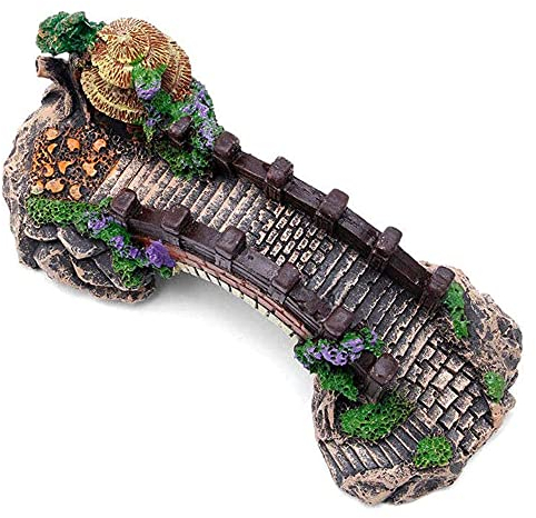 ANCLLO Fake Aquarium Water Bridge Ornament Figurine Miniature Fairy Garden Home Decor Bridge Aquarium Fish Tank Décor #3
