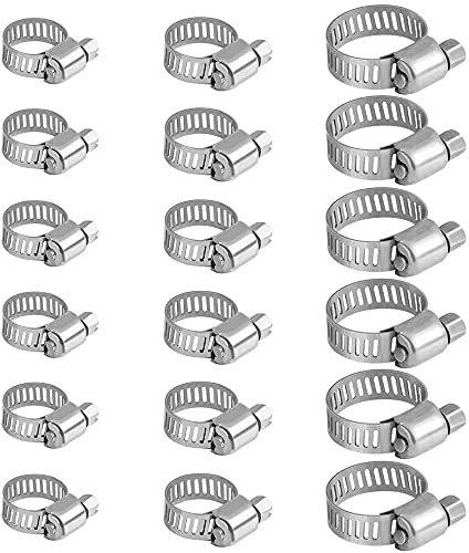 XINCHAO 18 Stück Schlauchschellen Set Rohrschellen Einstellbare Edelstahl Schlauch Clips Einstellbare Spannbereich 6-25mm für Wasser Rohr, Ablaufschlauch, Haus Gas Rohr, 3 Größen
