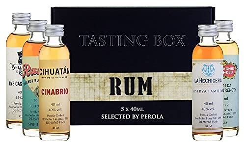 Perola Rum Tasting Box | Finde deinen neuen Liebling | Entdecke aufregende Vielfalt der Rum Welt | (5 x 40ml)