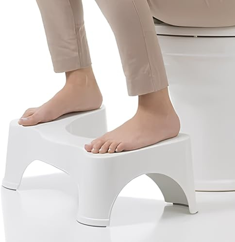 Albert Austin Toilet Stool 35° Position, Plastic Bathroom Step Stool with Non-Skid Feet, Compact & Portable Stools for Posture and Daily Bathroom Use