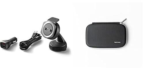 TomTom Rider Autohalterung Rider Modelle inklusive USB Auto-Schnellladegerät und Kabel & Klassische, schützende Tragetasche für alle 4,3- und 5-Zoll-Display Modelle