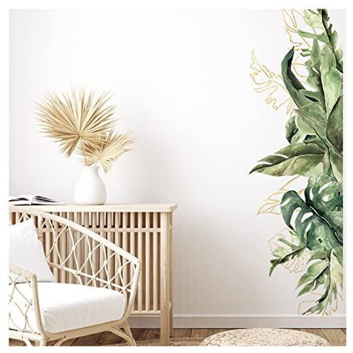 Grandora Pflanzen Wandtattoo Tropische Blätter Wandsticker für Wohnzimmer Schlafzimmer Wandaufkleber Flur Wanddeko DL838-3