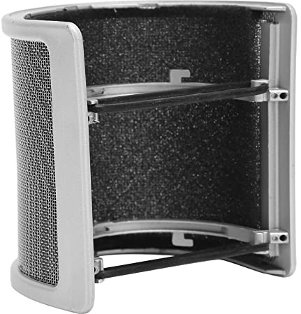 Mikrofon Mic Filter mit Baumwolle für Studio, U Förmige Mikrofonabdeckung Handmikrofon Windschutz Windschutzhalterung, Silber.